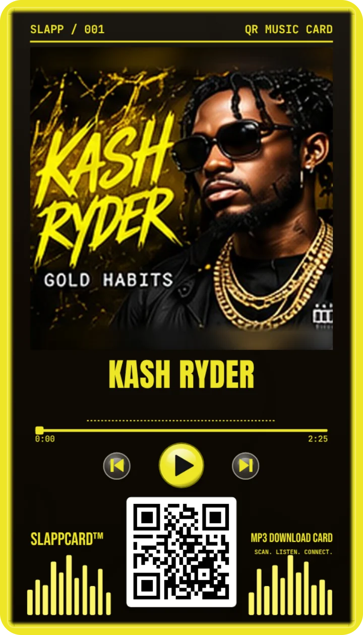 Front of Kash Ryder’s Kash Ryder music download card