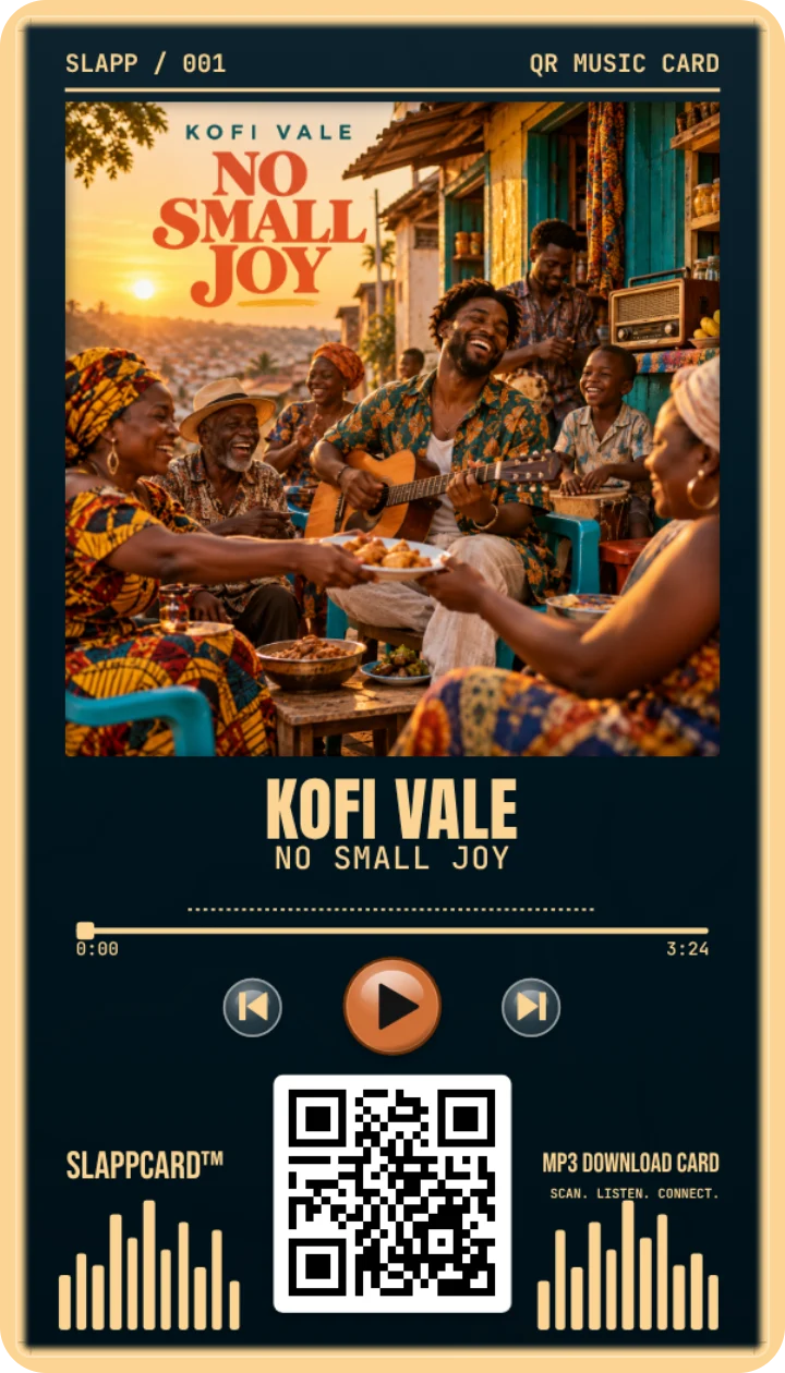 Front of KOFI VALE’s No Small Joy music download card