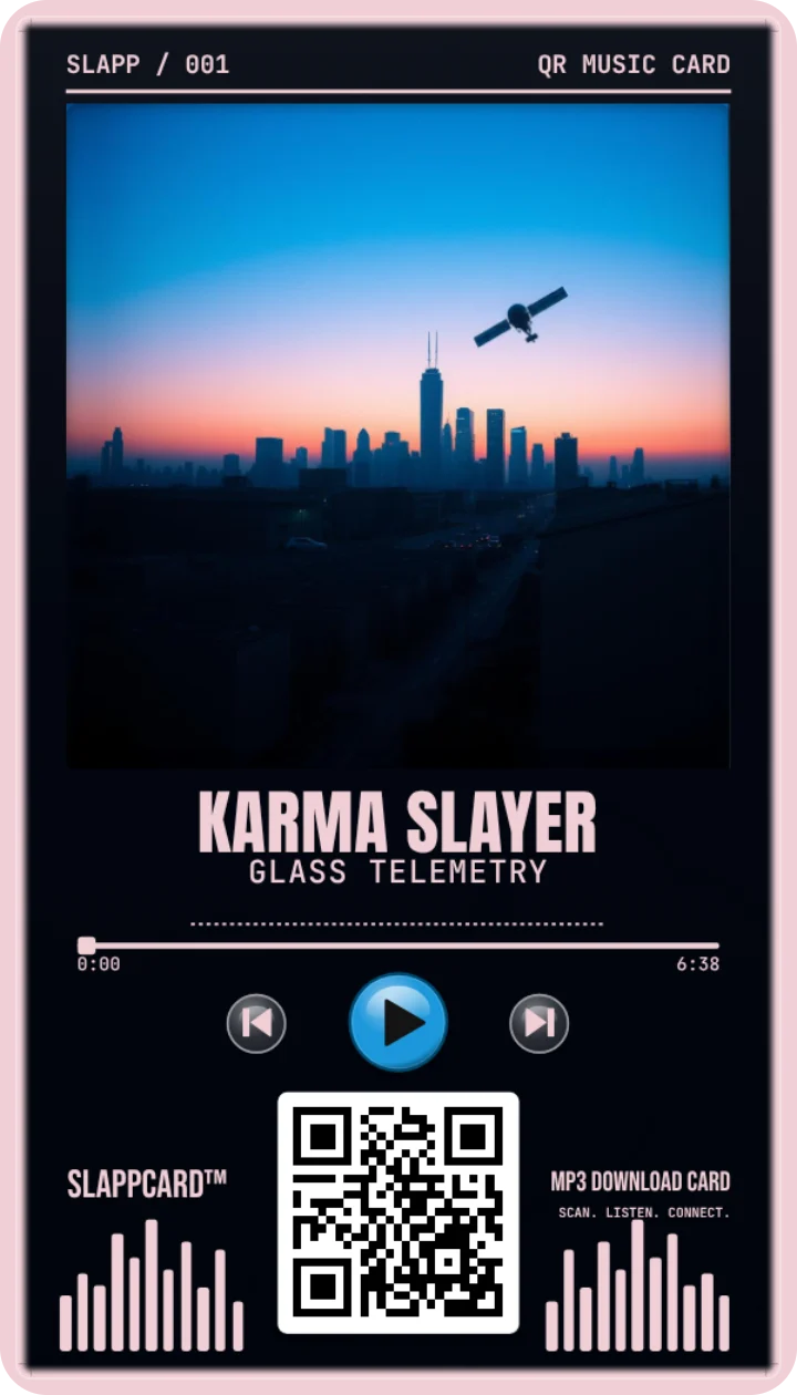 Front of Karma Slayer’s Glass Telemetry music download card