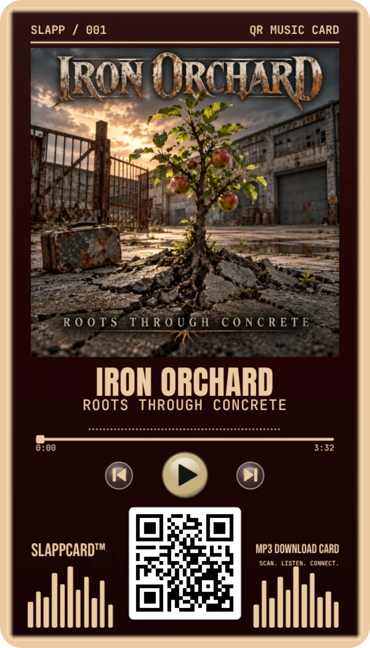 Front of IRON ORCHARD’s Roots Through Concrete music download card