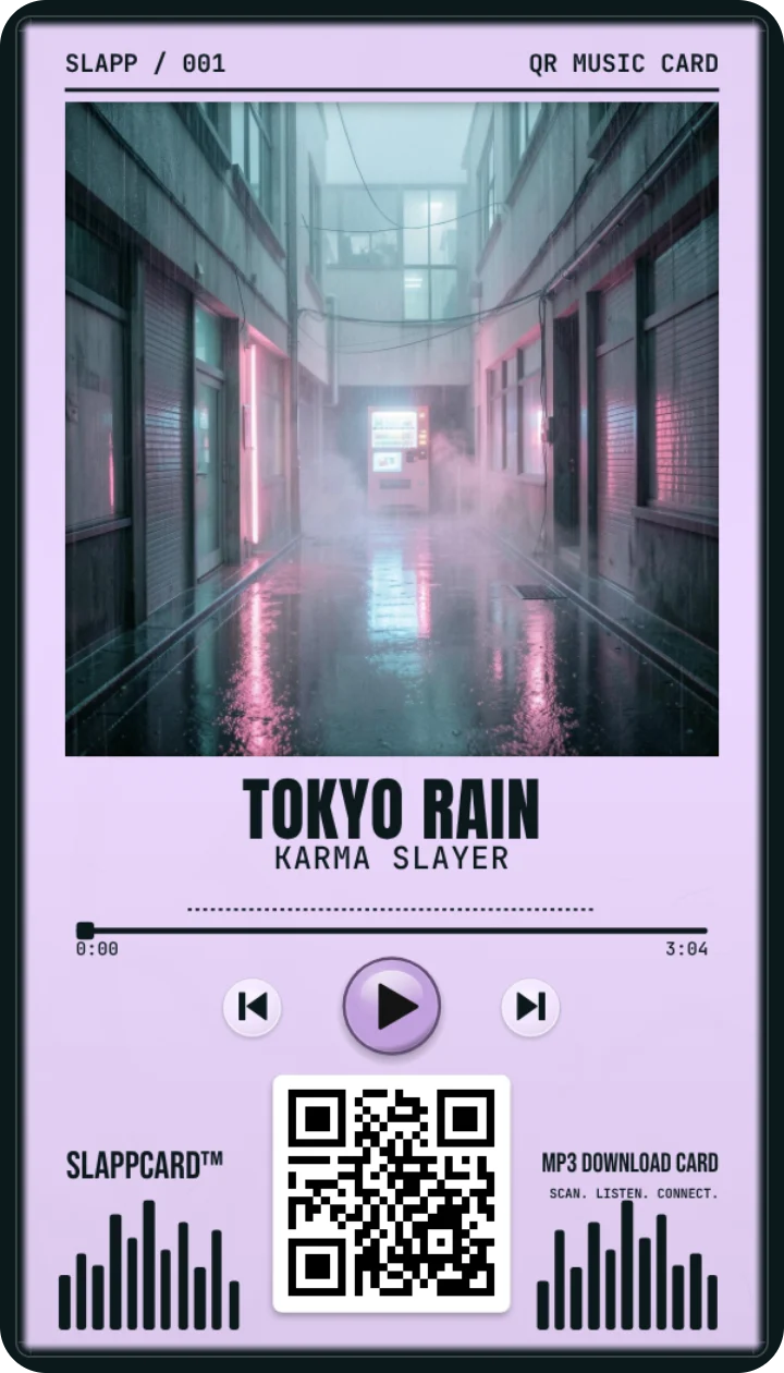 Front of Tokyo Rain’s Karma Slayer music download card