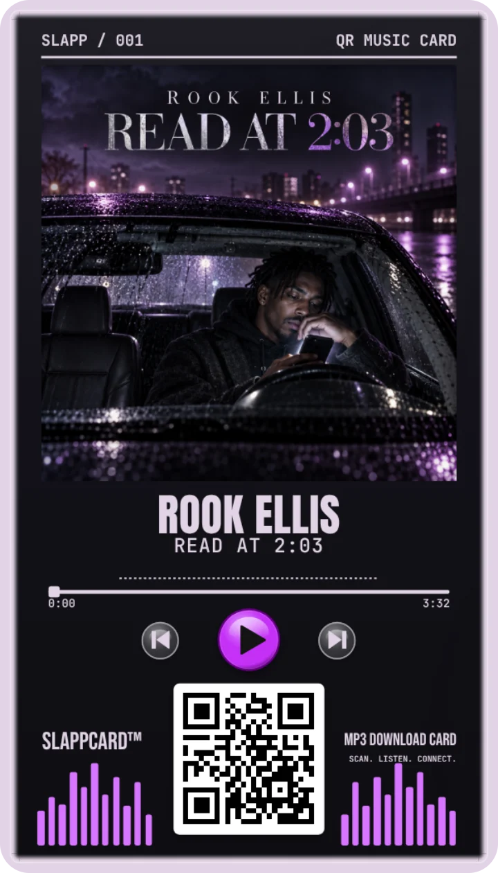 Sample card: ROOK ELLIS · Read at 2:03 (2)