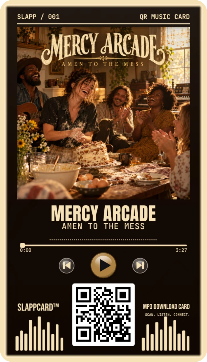 Front of MERCY ARCADE’s Amen to the Mess music download card