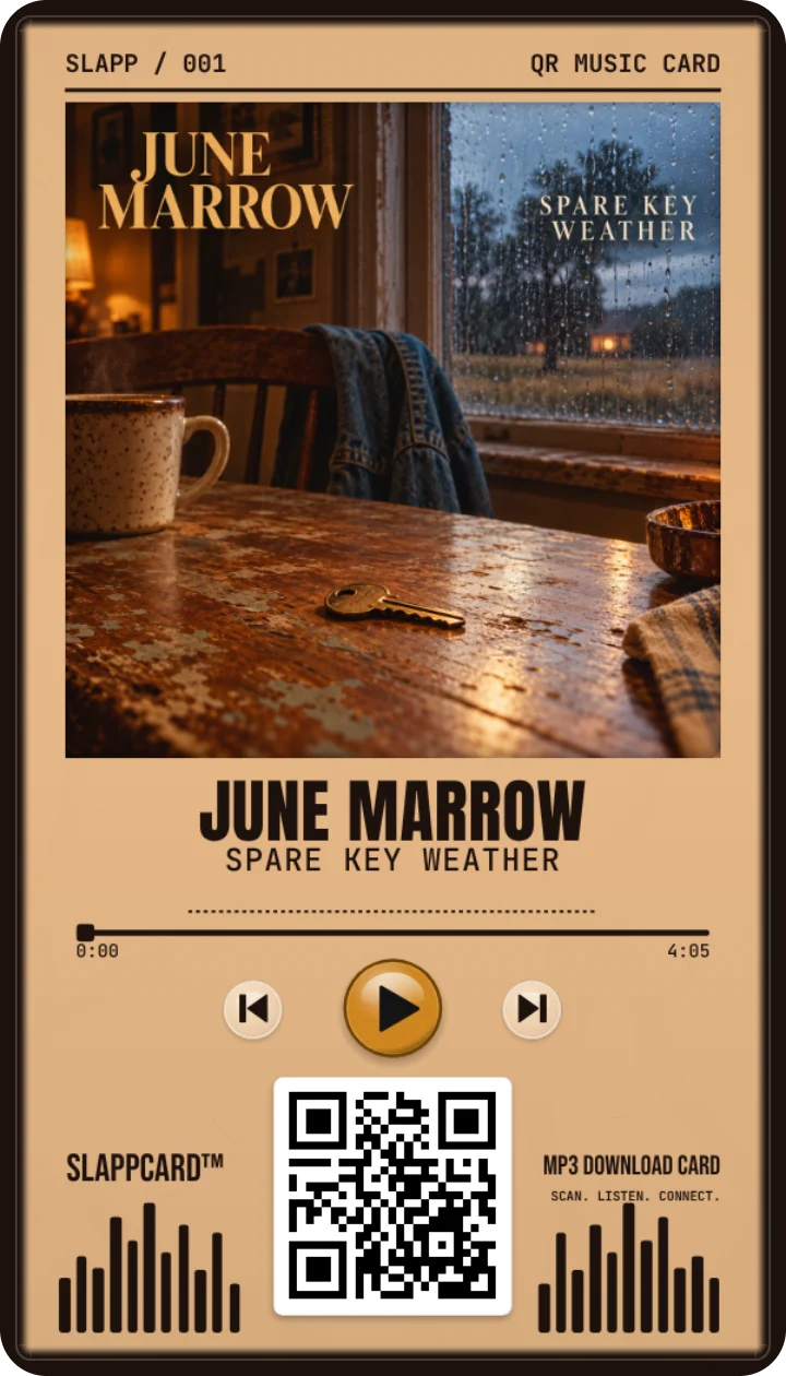 Front of JUNE MARROW’s Spare Key Weather music download card