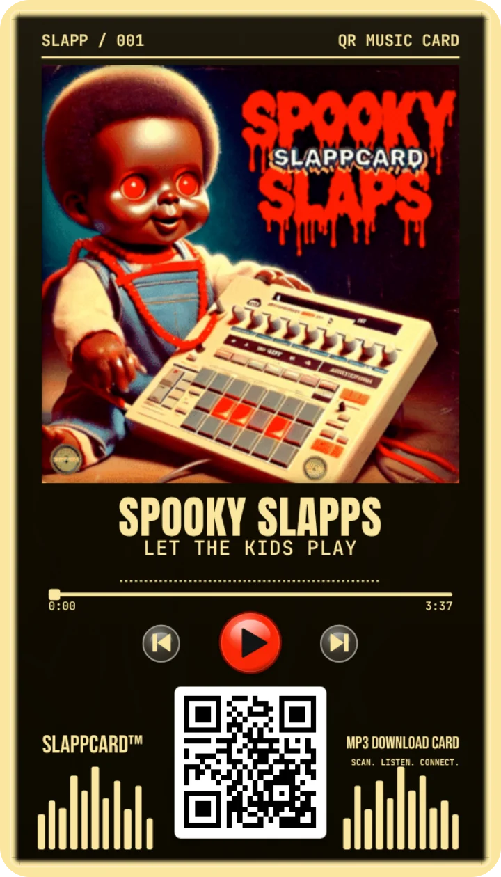 Front of SPOOKY SLAPPS’s LET THE KIDS PLAY music download card