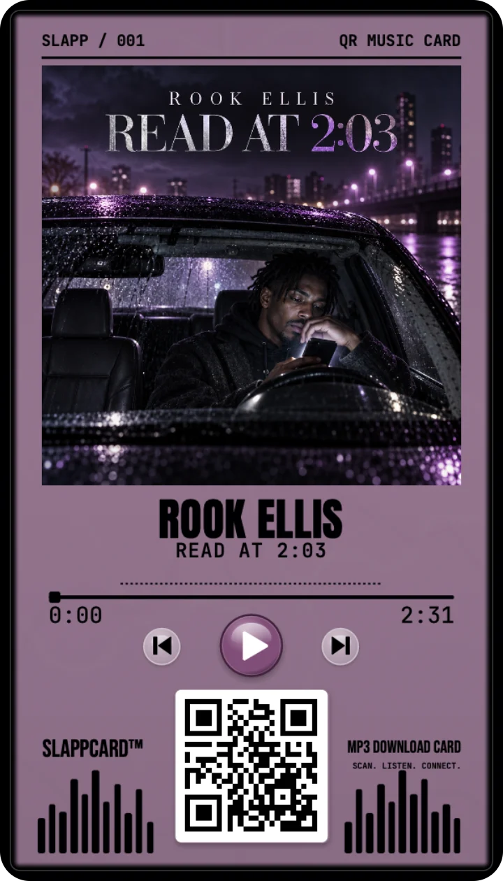 Front of ROOK ELLIS’s Read at 2:03 music download card