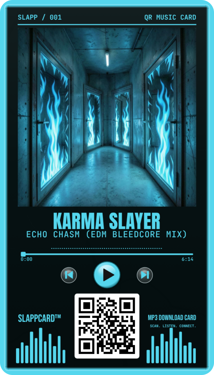 Karma Slayer: Echo Chasm (EDM Bleedcore Mix), front of a Slappcard